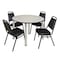 Kee Kee Round Table & Chair Set, Wood, Metal, Vinyl Top, Maple TB48RNDPLBPCM29BK - alternate 1